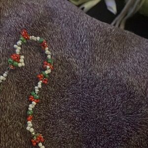 Festive Red and Green Beaded Necklace